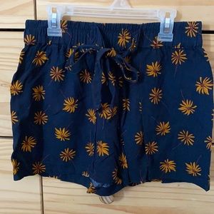 Madewell Navy Blue With Burned Orange Floral Print Shorts Size XXS